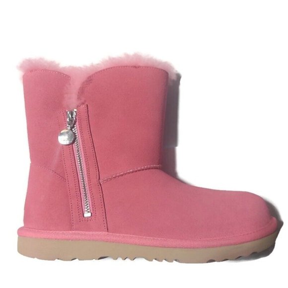 UGG Shoes - UGG Big Kids Size 6 Womens Sz 7 Bailey Zip Short Boots Suede Pink Rose #1123613K